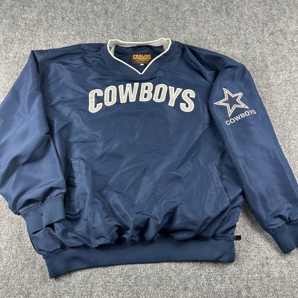 Starter Windbreaker Pullover Mens Navy Blue Dallas Cowboys NFL Vintage Jacket